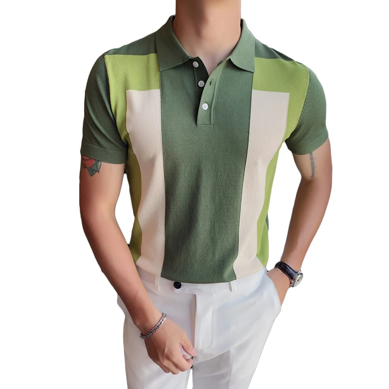 Augstas Kvalitātes Vasaras Polo Krekls Vīriešiem Kontrasta Krāsas Slim Fit Īsām Piedurknēm Vīriešu Polo Krekls Savukārt Apkakle Gadījuma Polo Homme 3XL-M