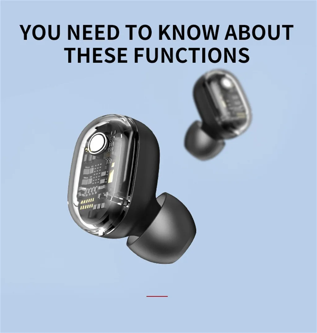 Austiņas auriculares bluetooth Bezvadu Austiņas In-ear BT5 Austiņas Pārredzamu Austiņas Stereo Earbuds KARSTU Ar uzlādes kaste