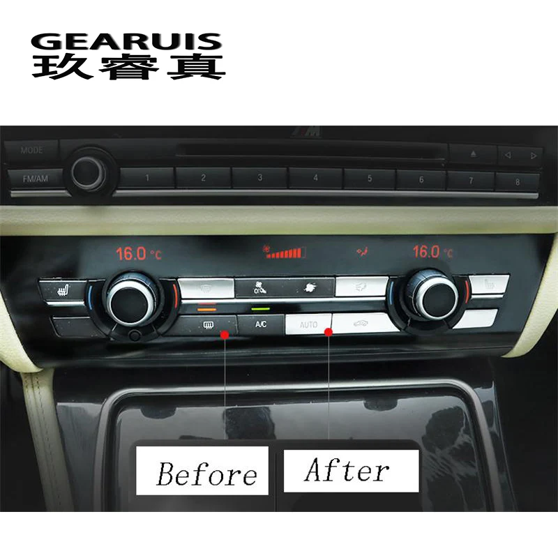 Auto Stils interjerā, Pogas, Uzlīmes ietver multivides gaisa kondicionēšanas CD panelis Melns BMW 5 series f10 f18 Auto Piederumi