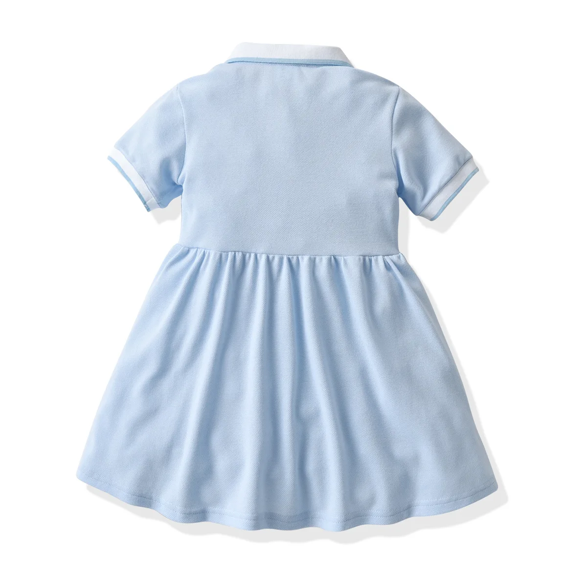 Baby Meitenes Vasaras Kleita Tīras Kokvilnas Polo Kleitas Bērnu Bērni Īsām piedurknēm Drēbes Debess Zilā Krāsā