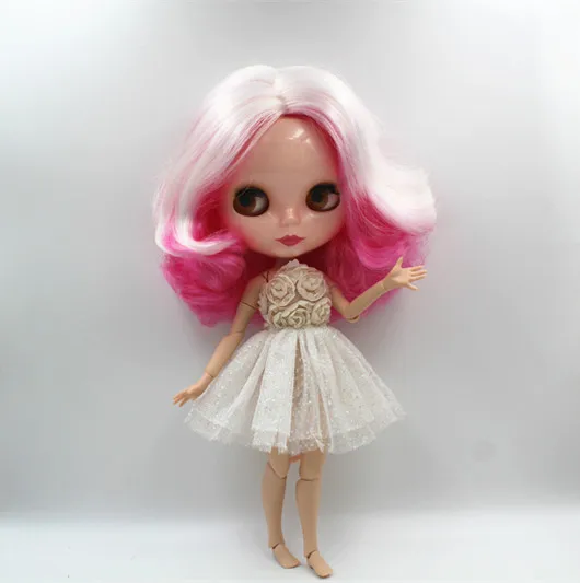 Blygirl Blyth lelle Balta, rozā sajauc īsi mati pliks lelle 30cm apvienota 19 kopīgu DIY lelle var mainīt kosmētiku, rotaļlietas, dāvanu