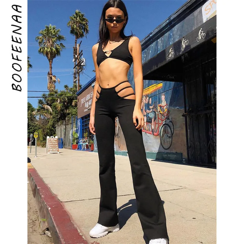 BOOFEENAA Dobi No Sexy Black Izlīdzināšanu Bikses Sievietēm Streetwear Treniņbikses Sieviešu Modes 2020. Gadam Gadījuma Bikses C83-CB17
