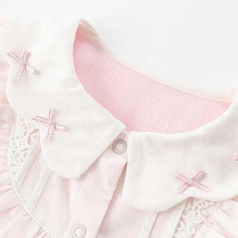 Bērnu Kokvilnas Kombinezonus Baby Meiteņu Drēbes Rudenim Jaundzimušo Apģērbi Bērnu Apģērbu Komplekts Zīdainim Bērnu Jumpsuits ar Loku 0-2Y