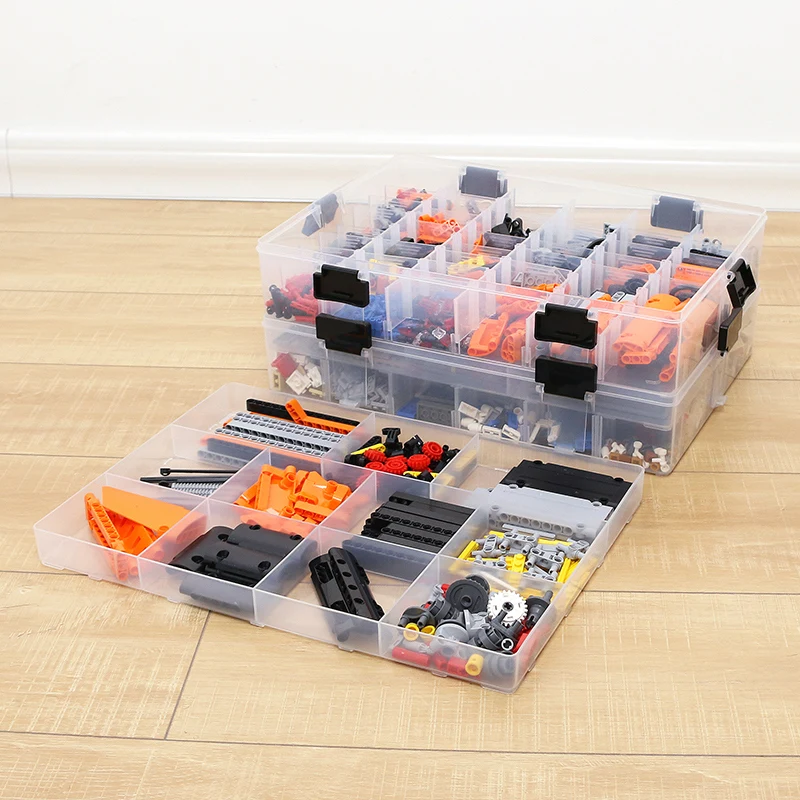 Celtniecības Bloki Lego Rotaļlietas Liela Jauda, Roku Bērniem, Uzglabāšanas Gadījumā Skaidrs, Plastmasas Organizators Kaste Var Pielāgot Uzglabāšanas Telpa