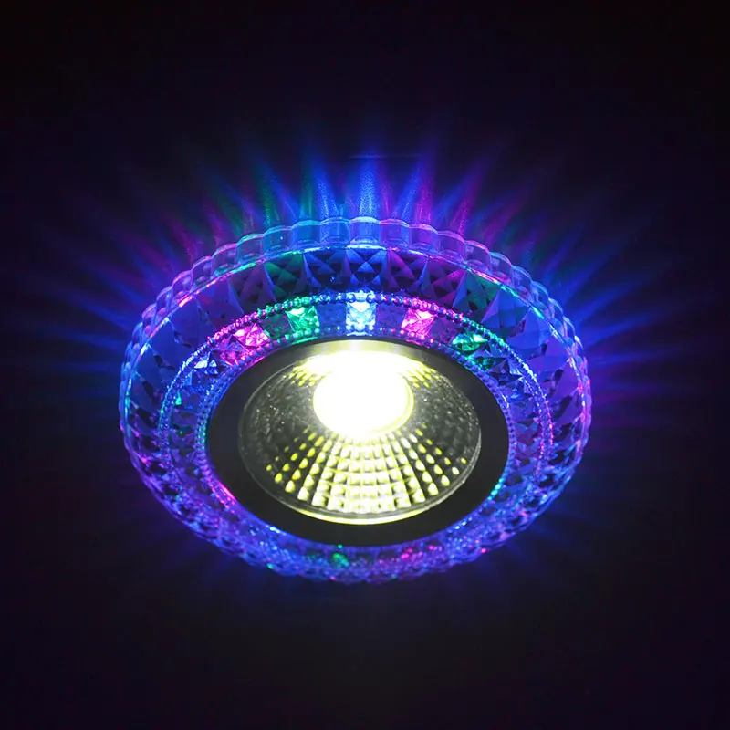 COB LED Downlight Krāsains Paneļa RGB Gaismas 3W 110V, 220V Prožektora Lampas Armatūra Halogēna Lampas Apdare Violeta Spot gaismas