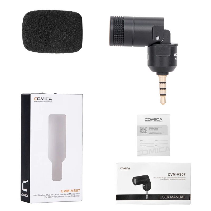 COMICA SPM-VS07 Izkliedētā Mini Mikrofons GoPro DSLR Kameras Tālrunis Stabilizators Mic Video Ierakstīšanu(3,5 mm TRRS)