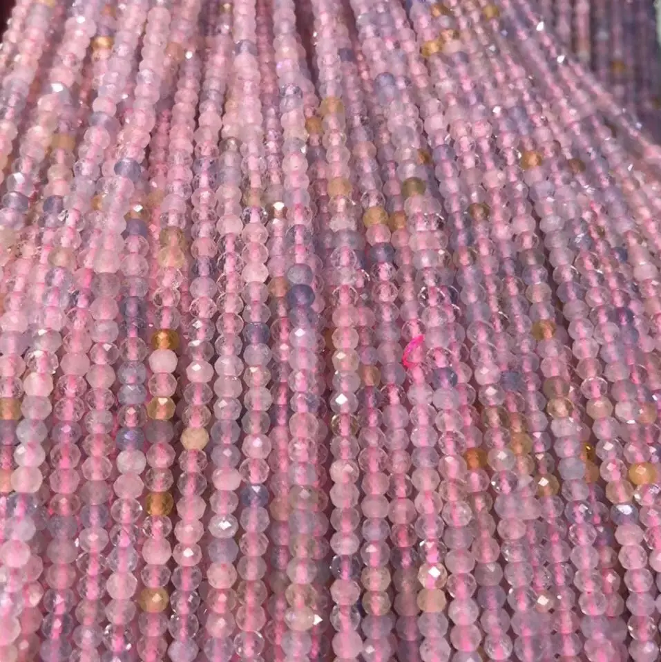 Dabas Morganite krellītēm Mikro Slīpētas Mazo Rozā, Zila Kārta Zaudēt Krelles par DIY Rotaslietu izgatavošana Aproce Piegādes 3x2mm