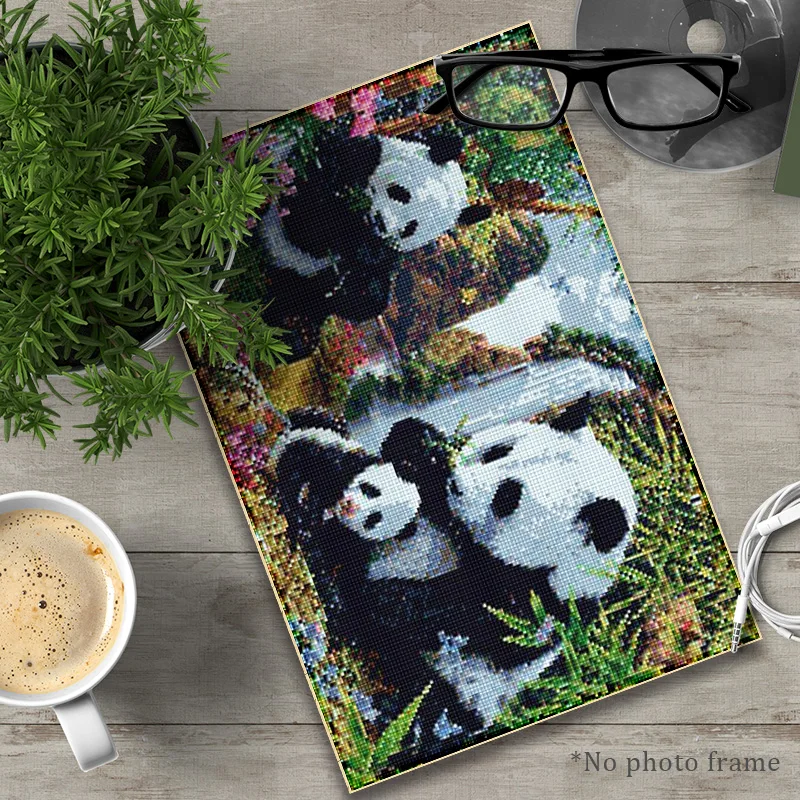 DIY 5D Dimanta Krāsošana Dzīvniekiem Panda Cross Stitch Dimanta Izšuvumi Pilns Komplekts Mozaīku Bildes no Rhinestones Dekoru, Dāvanu