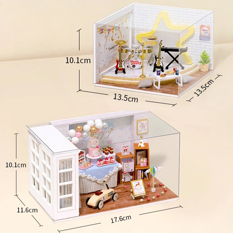 DIY Miniatūra leļļu Namiņš Komplekts mūsdienīgā Stilā, Koka Mājas Modelis Ziemassvētku Preču Jaunā Gada Dāvanu-Rotaļlietas Bērniem Leļļu Māja ar Mēbelēm