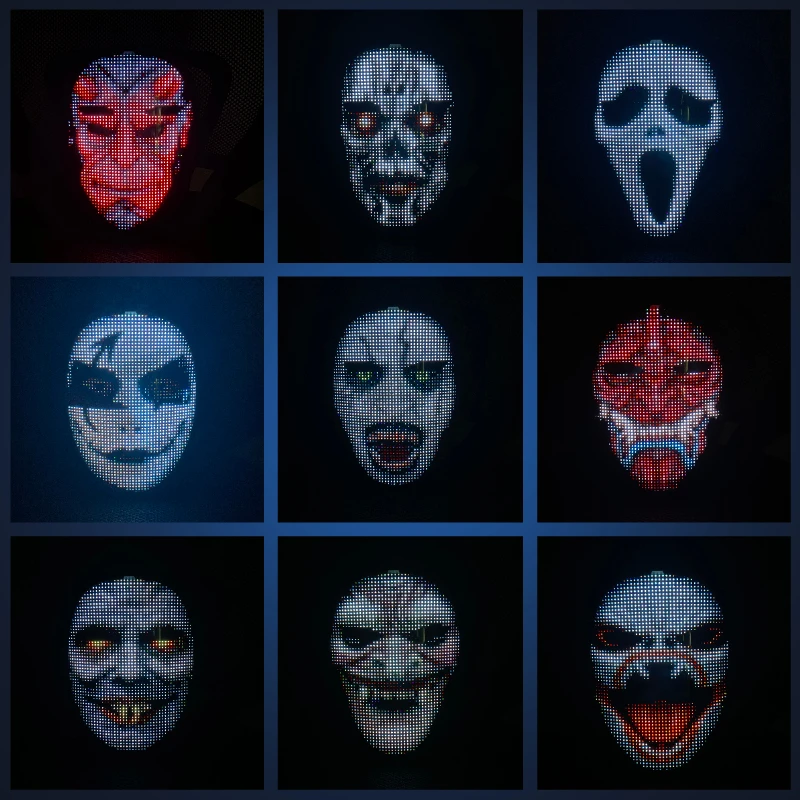 DIY Rediģēšanas Maska Pilna krāsu LED Seju-mainās Kvēlojošs Gaismas Maska Mobilo Tālruni APP Displejs Maska Brīvdienu Rotājumi Masque