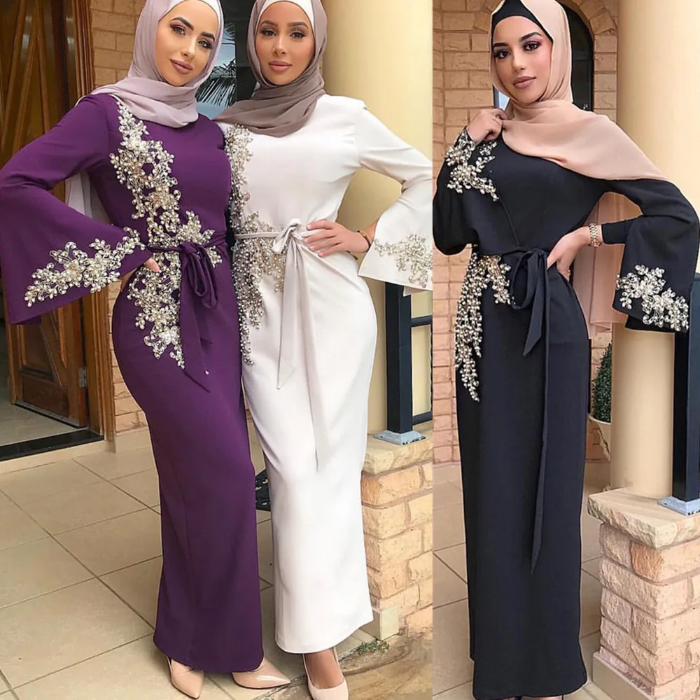 Elegants Musulmaņu Izšuvumi Abaya Pilnībā Kleita Vestidos Kimono Jaka Zaudēt Ilgi Drēbes, Kleitas Jubah Tuvajos Austrumos Eid Ramadāna Islāma