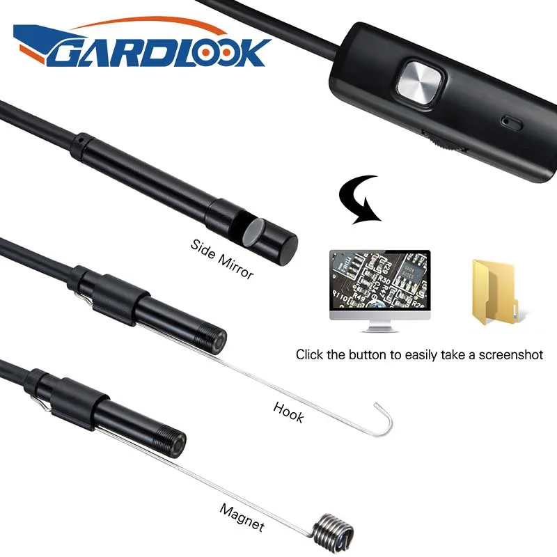 Endoskopu Kamera 7mm Elastīgu IP67 Waterproof 6 Regulējams Led Pārbaudes Borescope Kameru, Micro USB OTG C Tipa Android PC