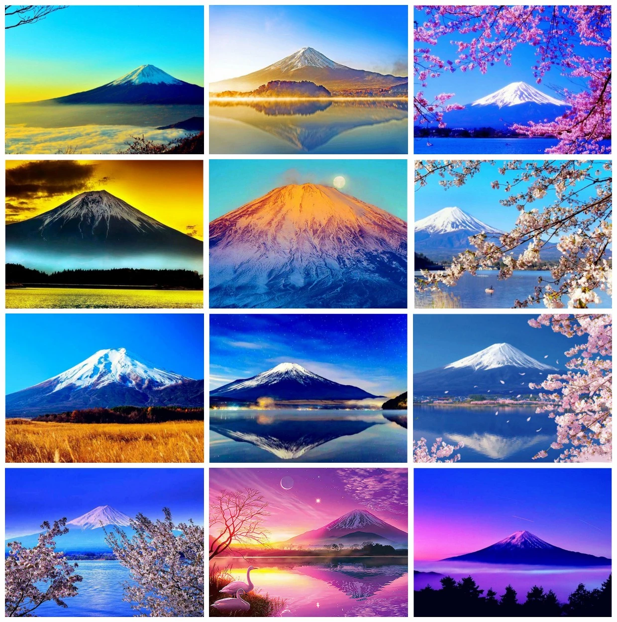 EverShine 5D Dimanta Krāsošana Kalnu Rinetstones Mākslas Dimanta Izšuvumi Mount Fuji Dekorācijas Cross Stitch Hobijs, Mājas Dekoru