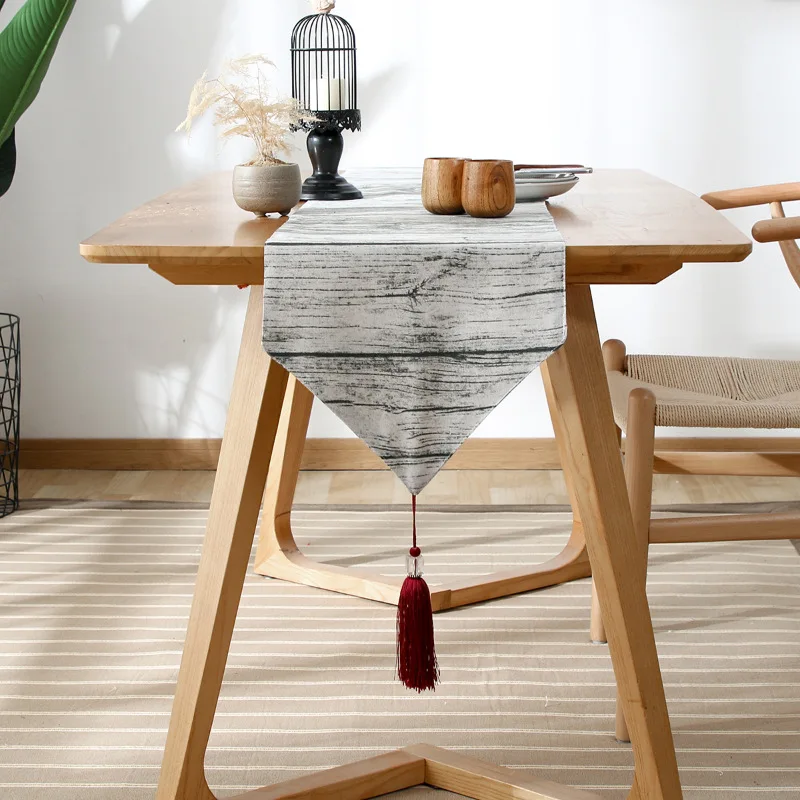 Galda runner galdauts Eiropas stila vieglā luksusa koksnes graudu galda runner kāzu puse, puse galda dekorēšana mājas apdare