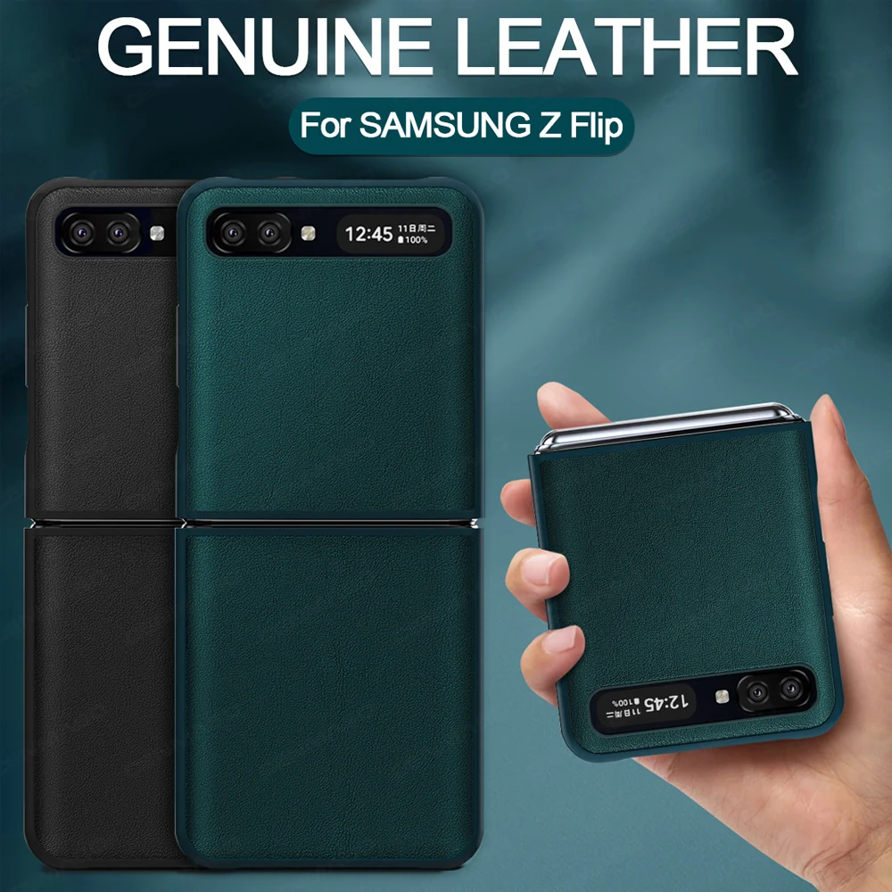 Grma Sākotnējā Luksusa dabiskās Ādas, Oglekļa Šķiedras Protective Case For Samsung Galaxy Z Flip 5G F7000 Plānas Salokāms Tālruņa Vāciņu