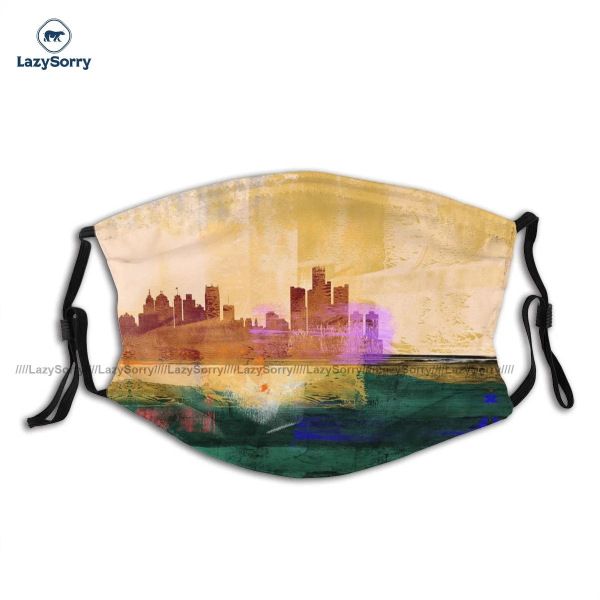 Iespiests Dekoratīvs Detroitas Anotācija Skyline II Sejas Maska Jautri Pieaugušajiem Auduma Sejas Maska Ar Mutes Filtrs