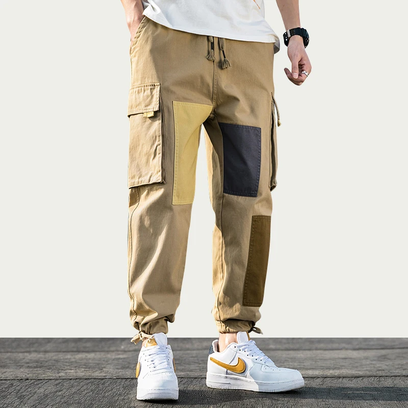 IiDossan Kokvilnas Lupatu Kravas Bikses Vīriešu 2020. Gadam Streetwear Joggers Vīriešu Bikses Hip Hop Bikses Multi-kabatas Pleds (Dungriņi) Jaunas