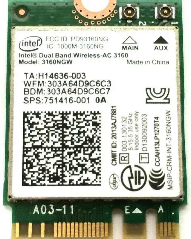 Intel Dual Band 3160NGW Bezvadu MAIŅSTRĀVAS 3160 3160ac ac3160 802.11 ac Wi-Fi+Bluetooth ASUS UX301LA NGFF Bezvadu tīkla karte