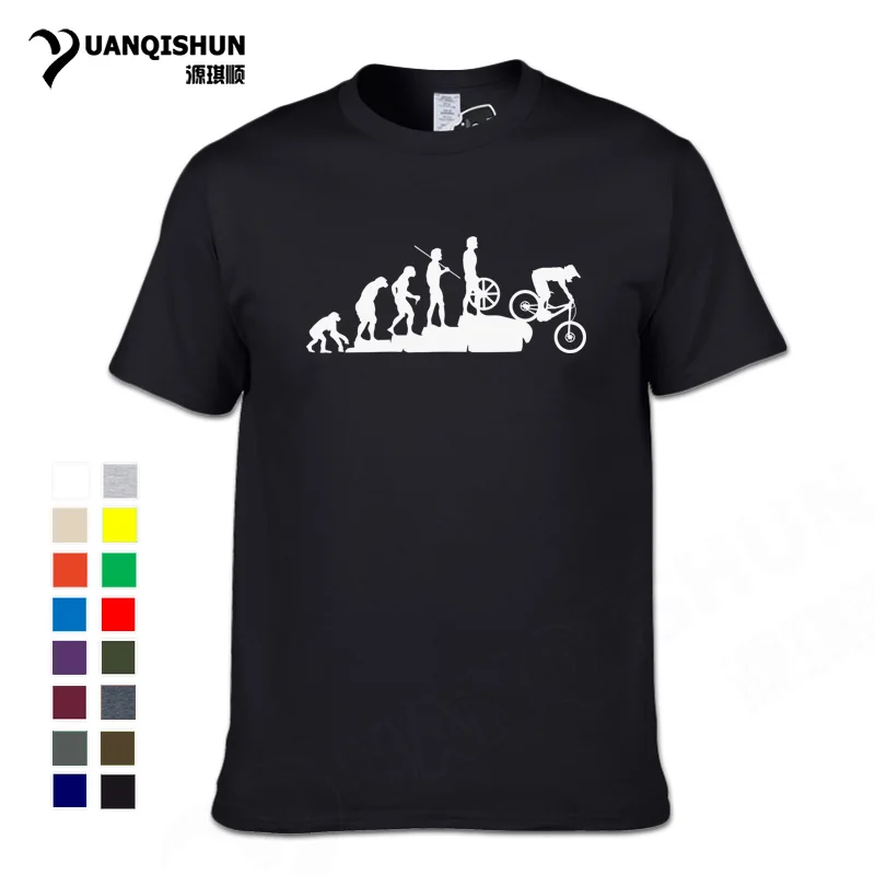 Interesanti Downhill Kalnu Riteņbraukšanas T Smieklīgi Cilvēka evolūciju T-krekls Vīriešiem Punk Topi Tee Hipster Kokvilnas Velosipēdu Gadījuma Tshirt