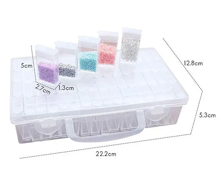 Jaunas Plastmasas Dimanta Krāsošanas Piederumi 64pcs Pudeles Konteineru Uzglabāšanas Kaste Diamant Krāsošana Turētājs rīki rullīšu Daimond Kaste