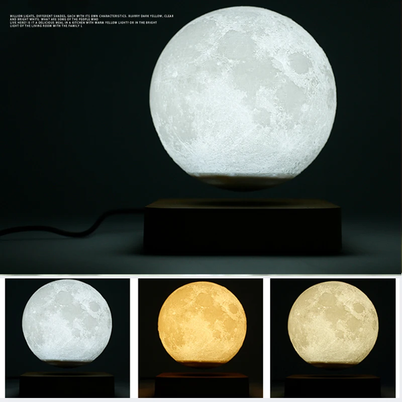 JAUNS Magnētiskā Levitation LED Mēness Nakts Lampa, 3 Krāsas, Touch Switch Radošo 3D Jaunums Dekoratīvās Gaismas Valentīna Dzimšanas dienas Dāvana