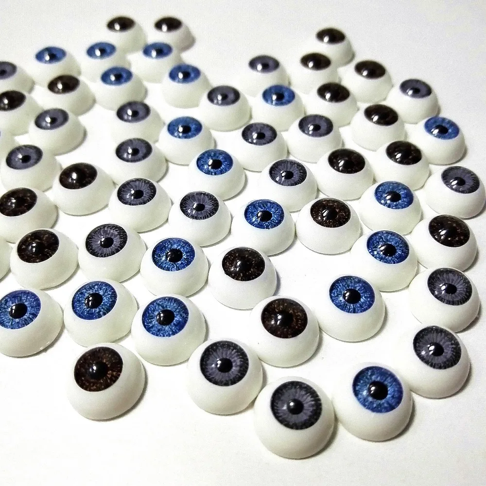 Jaunu 120pcs(60 Pāri) 12mm Lelle Eyeballs Pusē Apaļa Akrila Eyesfor DIY Lelle Amatniecības Sajauc Krāsu Plastmasas Lelle Ābola Lelle Rotaļlietu Daļas