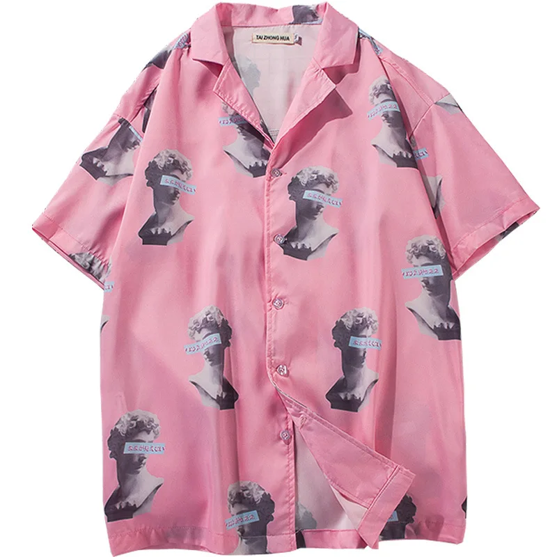 Jaunu Havaju Krekli Vīriešu Modes Īsām Piedurknēm 2019. Gada Vasarā, Savukārt Apkakle Pilnu Drukas Streetwear Pāris Skeitborda t-veida Krekls
