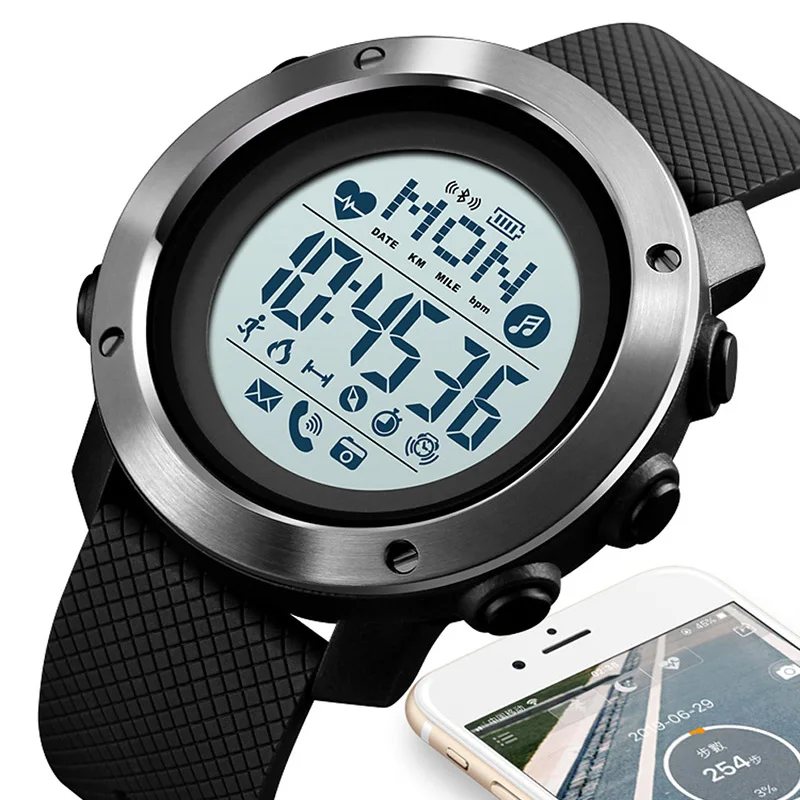 Jaunu SKMEI Bluetooth Smart Skatīties Vīriešu Zīmolu Smartwatch Android Valkāt Android OS, IOS Sporta Skatīties Kompass Relógio inteligente
