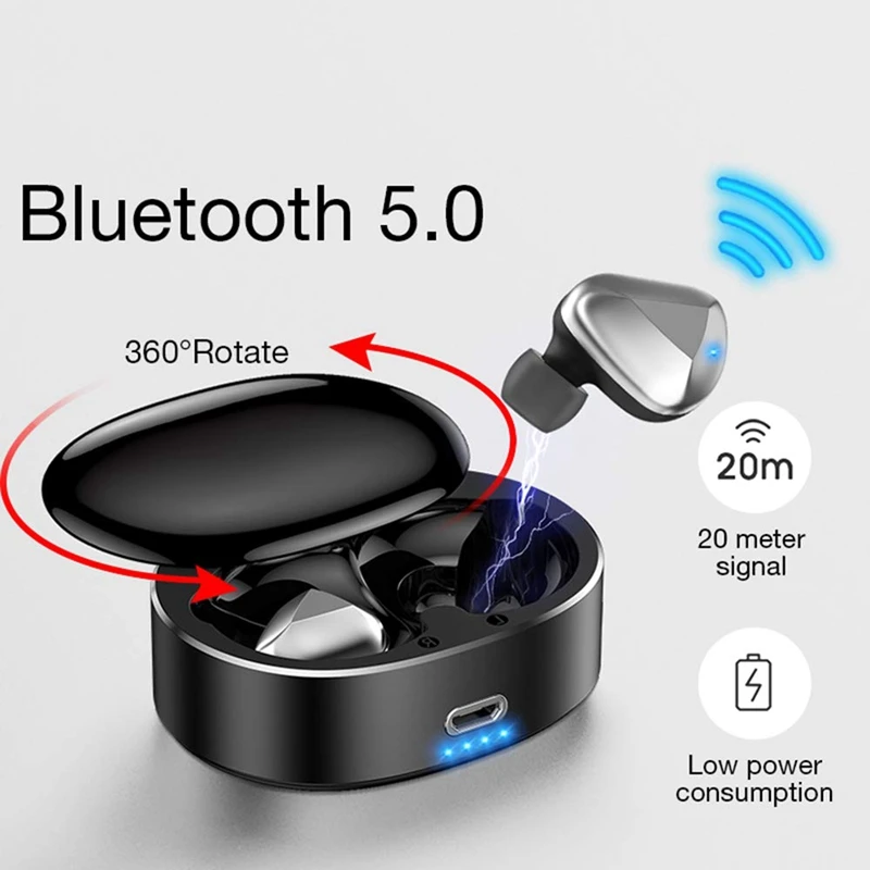 Jaunu T50 TWS Bluetooth Austiņas Mini Bezvadu Austiņas 20 Metru Signāla Automātiska savienošana Pārī Stereo Austiņas ar Automātiskās savienošanas Pārī