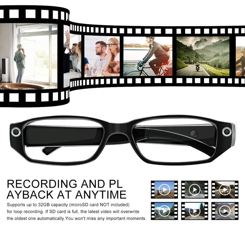 JOYZON 1080p HD Viedās Brilles Kameras Foto Video Reģistratoru, Mini DV Videokameras Āra Mini Kameru, Brilles