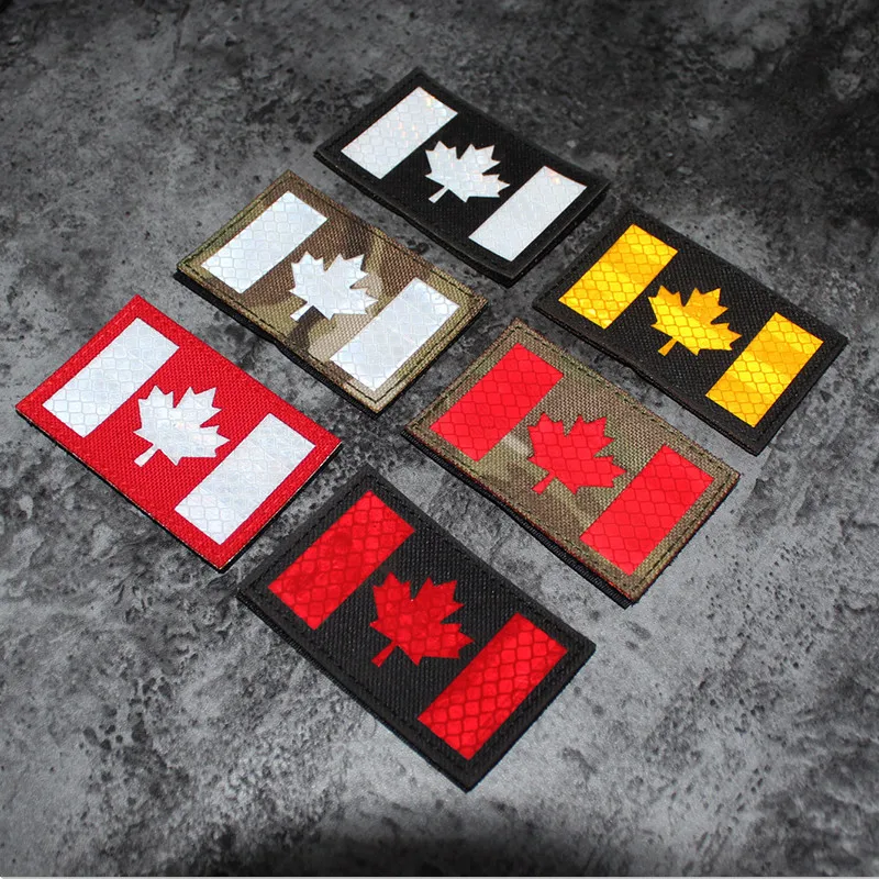 Kanādas Kļavas Lapa Neilona Velcro Plāksteris Lāzera Iegravēts INFRASARKANO staru Atstarojošs Nodaļu Karogs Armijas Taktiskā Armband Uzlīmi, Emblēmu