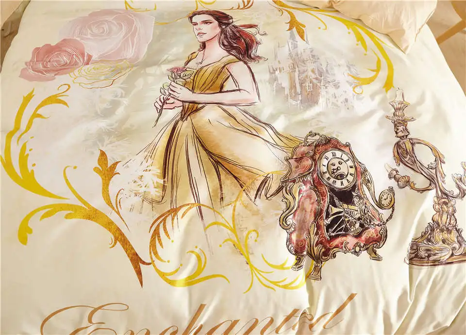 Kokvilnas princese gultas komplekts meitenēm rožu modelis sega mierinātājs segtu dvīņu pilna izmēra bērnu gultas veļa 3/4/5 loksnes dzeltena