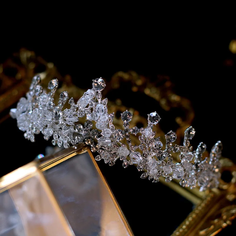 Kristāla Vainagi Līgavas Tiara Modes Karaliene Kāzu Kronis Headpiece Kāzu Matu Rotaslietas, Aksesuāri