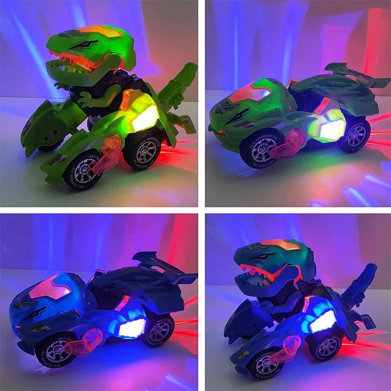 LED Auto Bērniem Dinozauru Rotaļlietas Spēlēt Transportlīdzekļiem, ar Gaismas, kas Mirgo Mūzikas Elektriskā Deformācijas Dinozauru Rotaļlietas Automašīnas Dāvanu