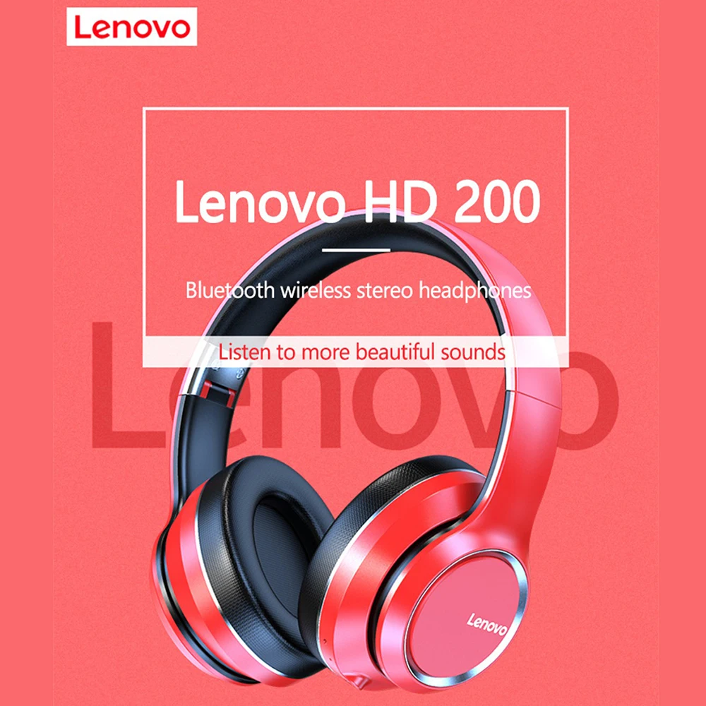 Lenovo HD200 Bluetooth 5.0 Austiņas Bezvadu Salokāms Subwoofer Sporta Darbojas Stereo Gaming Austiņas Ar Trokšņu Slāpēšanas