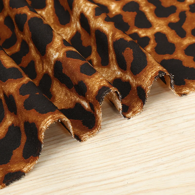Leopards Drukāt Auduma Huayao Auduma Crepe de Chine Modes Krekls Poliestera Šifona