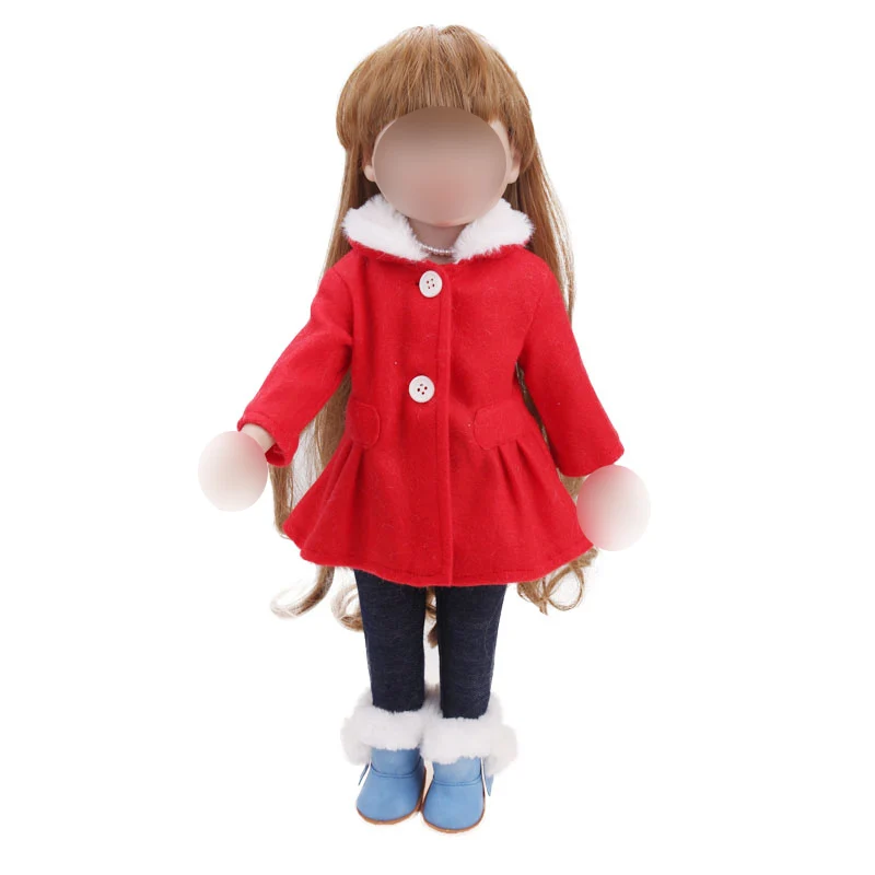 Leļļu apģērbs sarkans vilnas mētelis uzvalku, melnas bikses rotaļlietas piederumi fit 18 collu Meitene lelle un 43 cm bērnu lelles c730