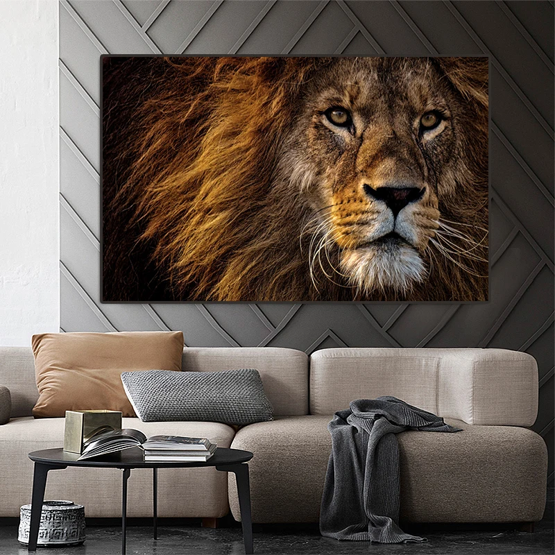 Liela Lion Head Audekla Plakāta Izdrukas Mūsdienīga Sienas Māksla Attēlu Mājas Apdare Savvaļas Dzīvnieku Kanvas Glezna Uz Dzīvojamo Istabu Cuadros