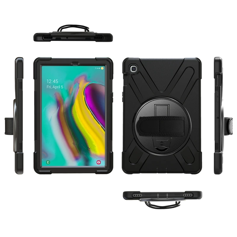 Lieljaudas Triecienizturīgs Case for Samsung Galaxy Tab S5E 10.5 Collu ar 360 Grādu Rotācijas Stāvēt, Rokas Siksna un Plecu Siksna SM-T7