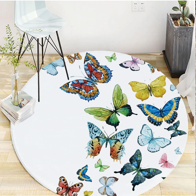 Liels izmērs 150cm Kārta paklāju karikatūra butterfly home dekoratīvās viesistaba, guļamistaba, paklājos, sabiezēt flaneļa anti-slip absorbēt ūdeni