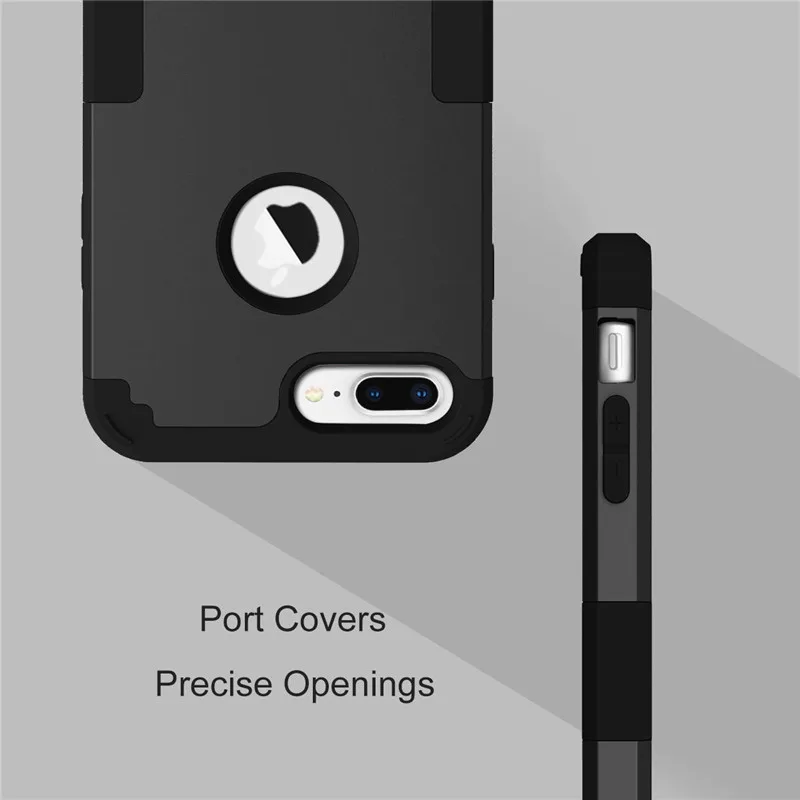 Luksusa Grūti PC Case For iPhone 7 8 6 6s Plus Lietā Par iPhone Xs X 5 5s SE 360 gadījumos Silikona 3 in 1 Anti Šoka Capa Bruņas Vāciņu