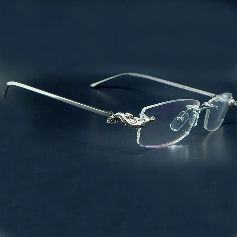 Luksusa KROKODILS Vīriešu Saulesbrilles Zīmola Dizainere Kārters Brilles Sieviete Saulesbrilles 2020 bez apmales Optisko Rāmi, aizpildiet recepte