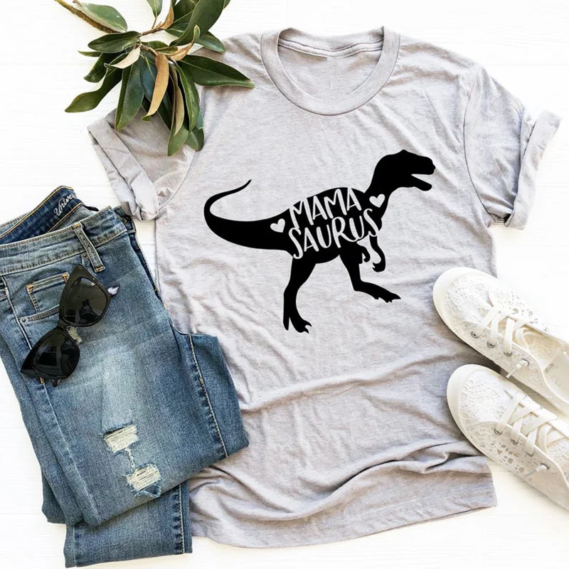 Mamasaurus Mama Saurus Tee Kreklu Mātes Diena Dāvanu Dinozauru T Kreklu, Kokvilnas, ar Īsām Piedurknēm Gadījuma T-krekls ar Drukas Topi