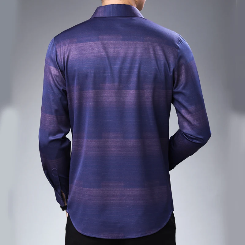 MIACAWOR 2019 Jaunā itāļu Dizaina Svītrainām Krekli Vīriešu Augstas Kvalitātes Slim Fit Sociālo Krekls ar garām Piedurknēm Camisa Masculina C453