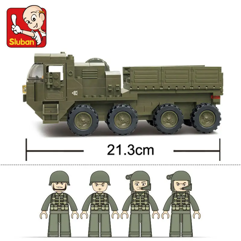Militāro ww2 Celtniecības Bloku noteikta modeļa 3D karaspēks smagā transporta kravas automašīnu, 4 skaitļi armijas antiaircraft artilērijas izglītības rotaļlietas