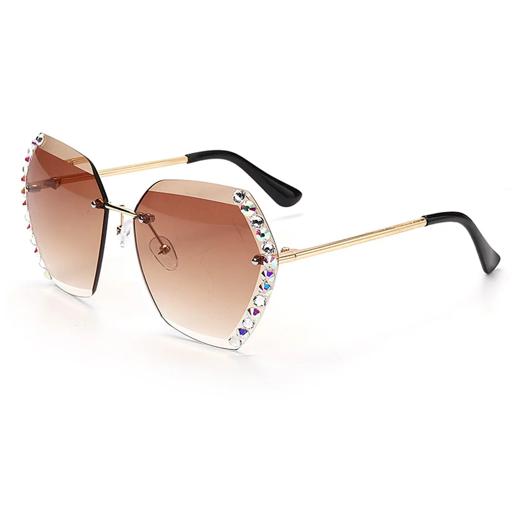 Modes bez apmales Rhinestone Brilles UV400 Aizsardzība Sievietes Luksusa Ēnā Brilles Slīpums Okeāna Briļļu Āra Ceļojumu
