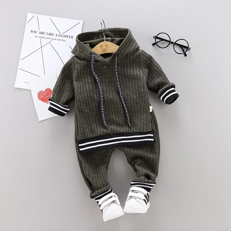 Modes Mazulis Hoodies+Bikses Uzvalka Komplekts Toddler Svītrainām Tracksuit Drēbes New Baby Zēni/Meitenes Apģērbu Komplekti Svītrainām Sporta Apģērbu Komplekts