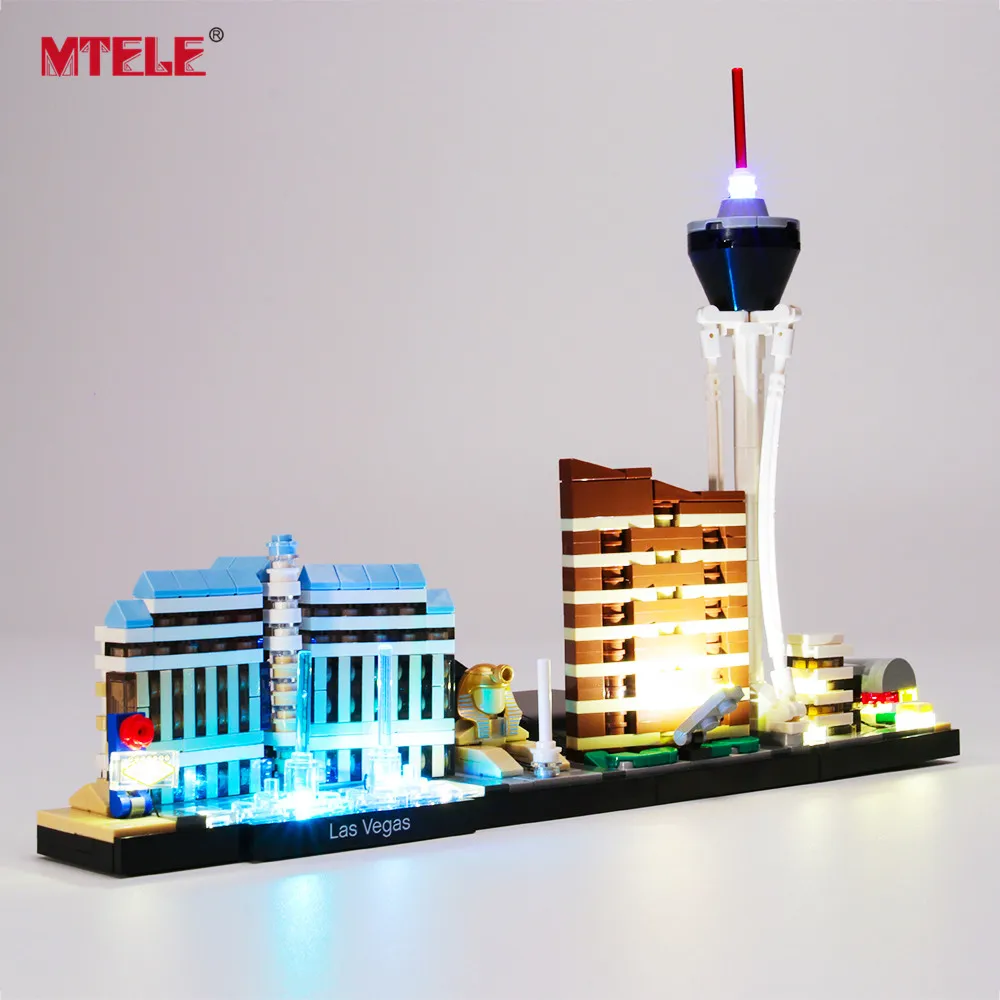 MTELE Zīmola LED Gaismas Up Komplekts Rotaļlieta Arhitektūras Las Vegas Compatile Ar 21047 (NAV iekļautas Modelis)