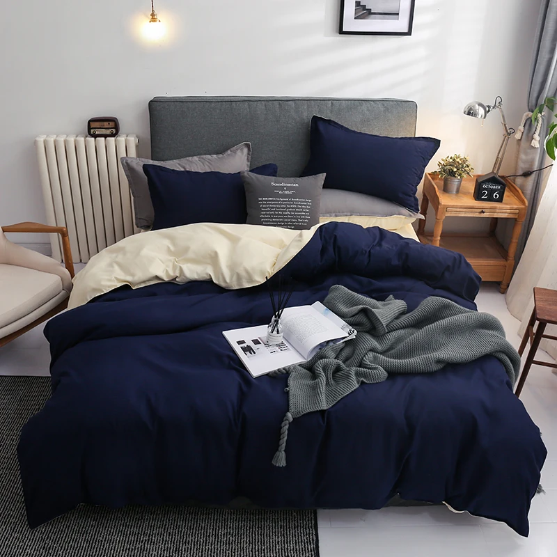 Mājas AB pusē stila tumši zilā krāsā gultas piederumi komplekti, sega sedz, plakanas loksnes, Spilvendrāna 70*70 lielums pillowcover ru lielums dubultu vāciņu