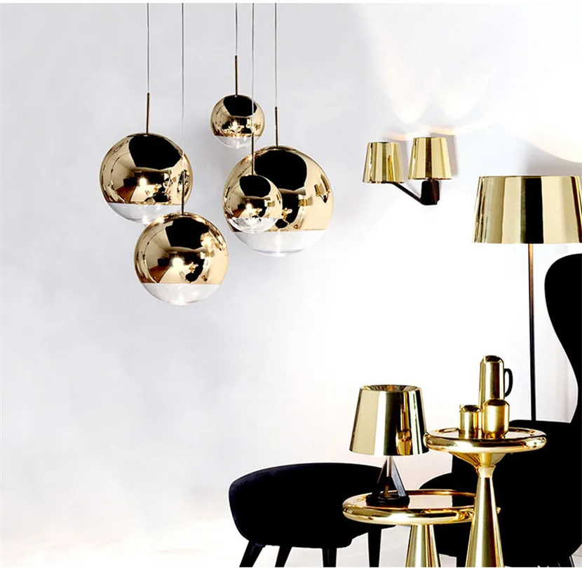 Mūsdienu Mākslas Zelta Karājas Lampas Dizains Stikla Bumbu LED Pendant Gaismas Spogulis Ēnā Guļamistaba, Bārs, viesistaba, Gaismas Ķermeņi,